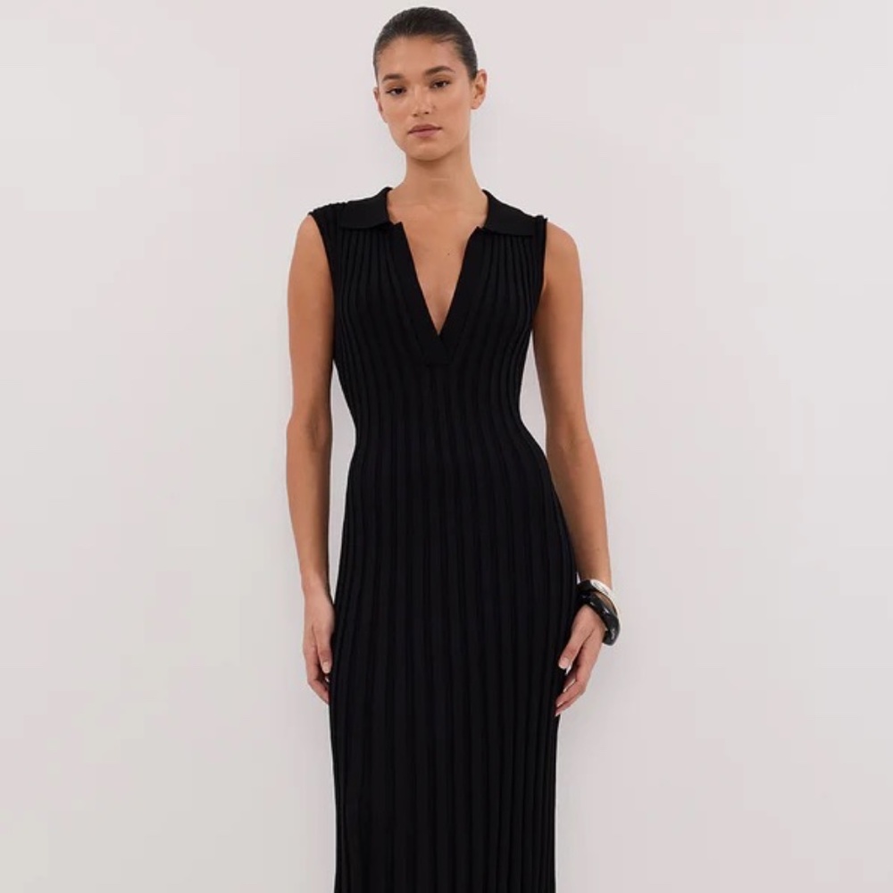 DISSH Black Ribbed HAL BLACK SLEEVELESS KNIT MAXI DRESS